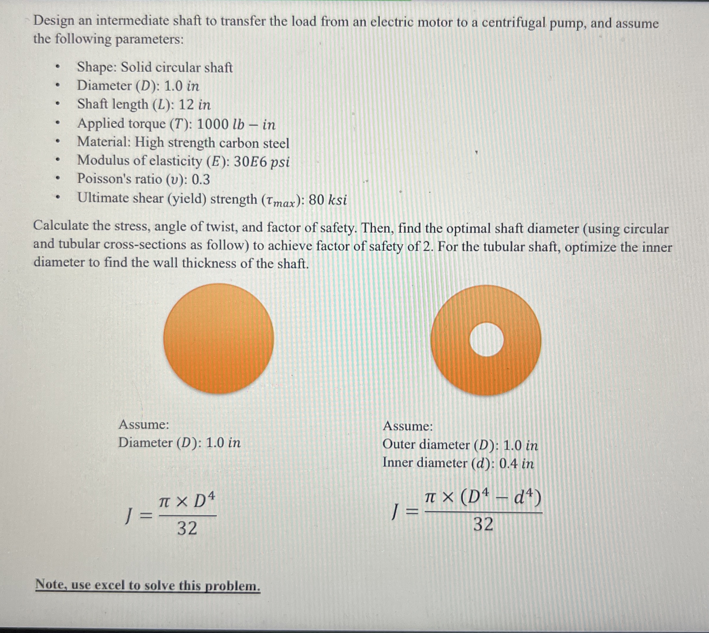 Design an intermediate shaft to transfer the load