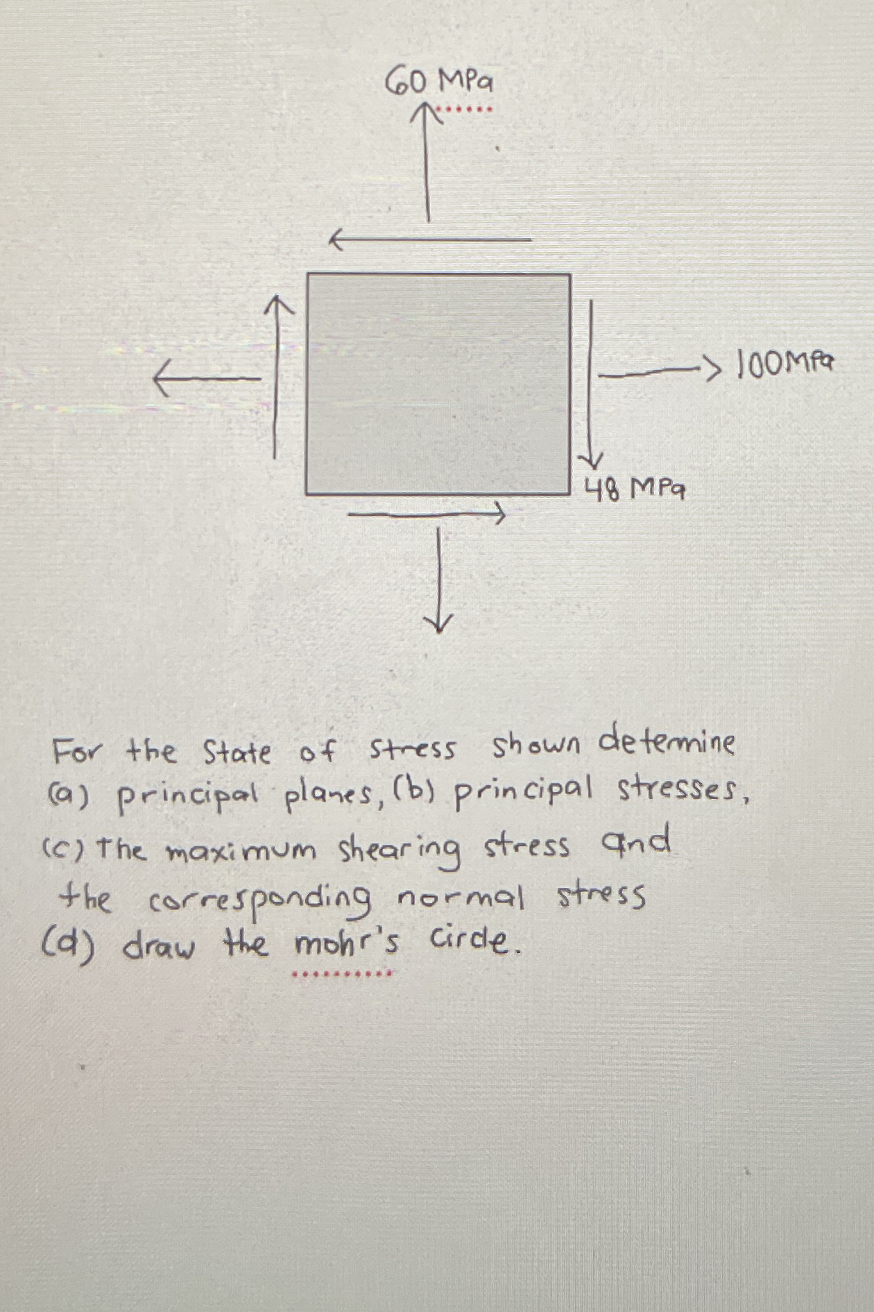 For the state of stress shown detemine ( a )