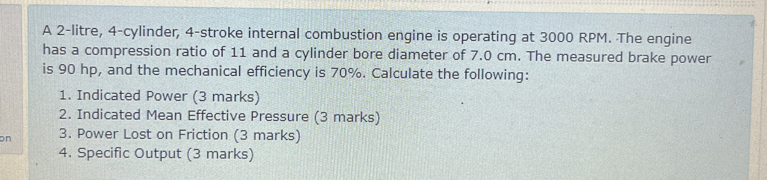 A 2 - litre, 4 - cylinder, 4 - stroke internal