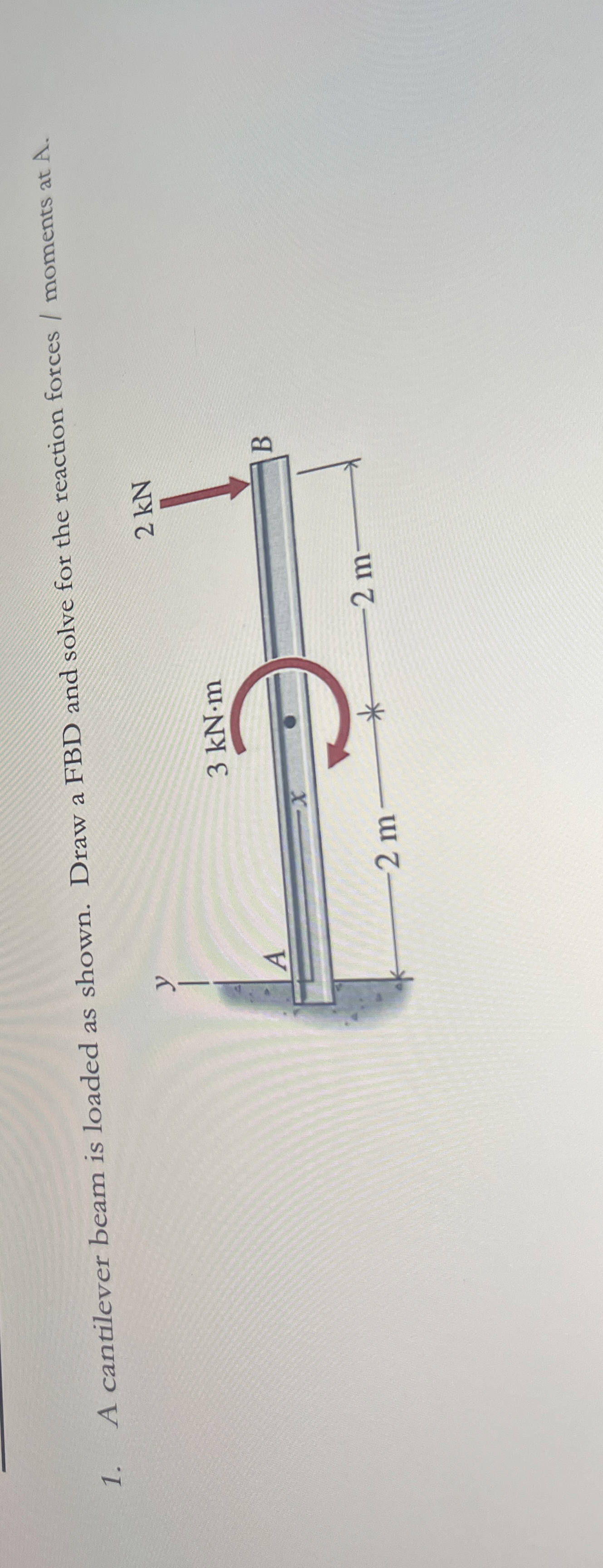 A cantilever beam is loaded as shown. Draw a FBD