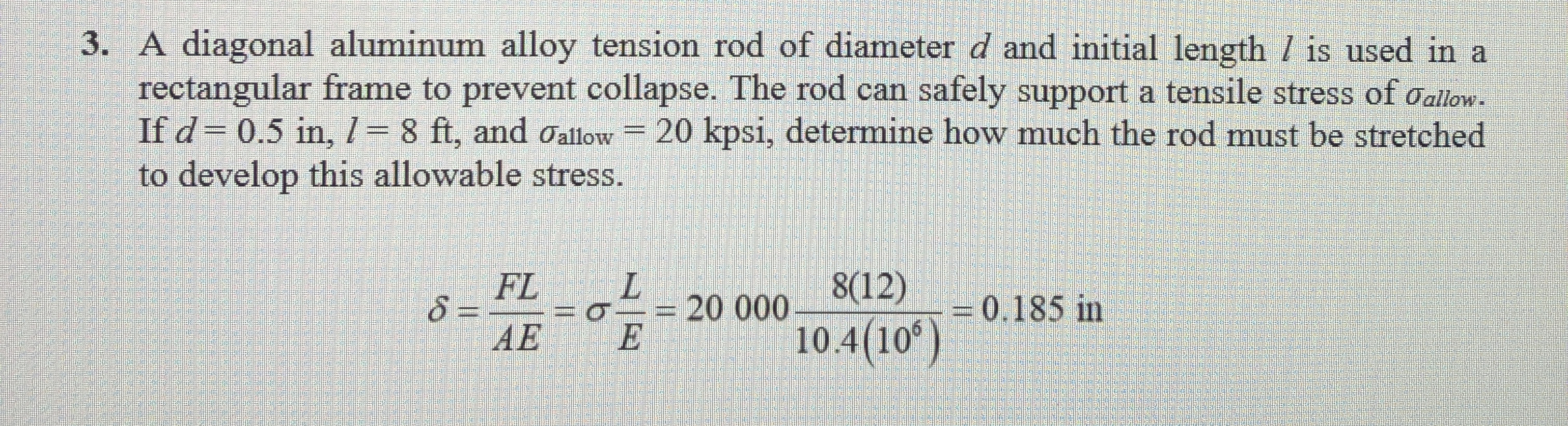 A diagonal aluminum alloy tension rod of diameter