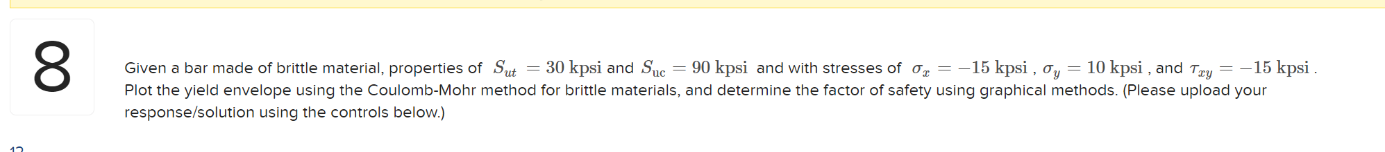 Given a bar made of brittle material, properties