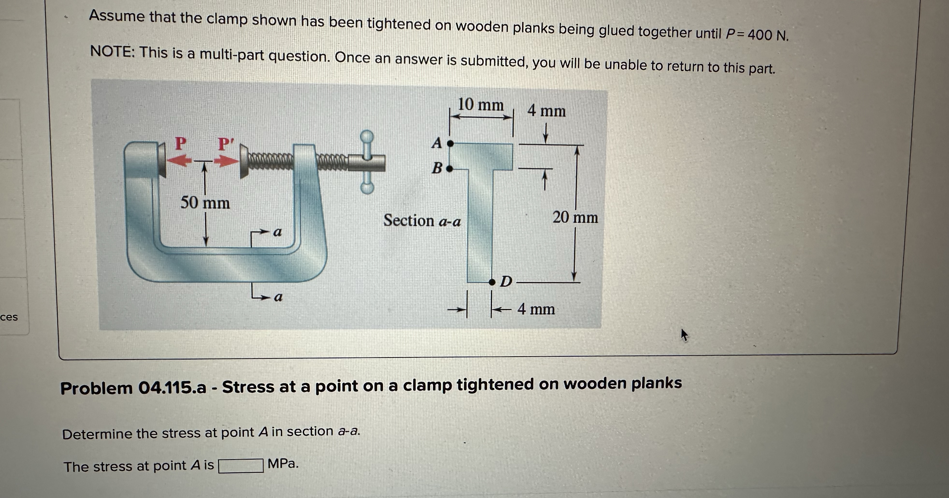 Assume that the clamp shown has been tightened on