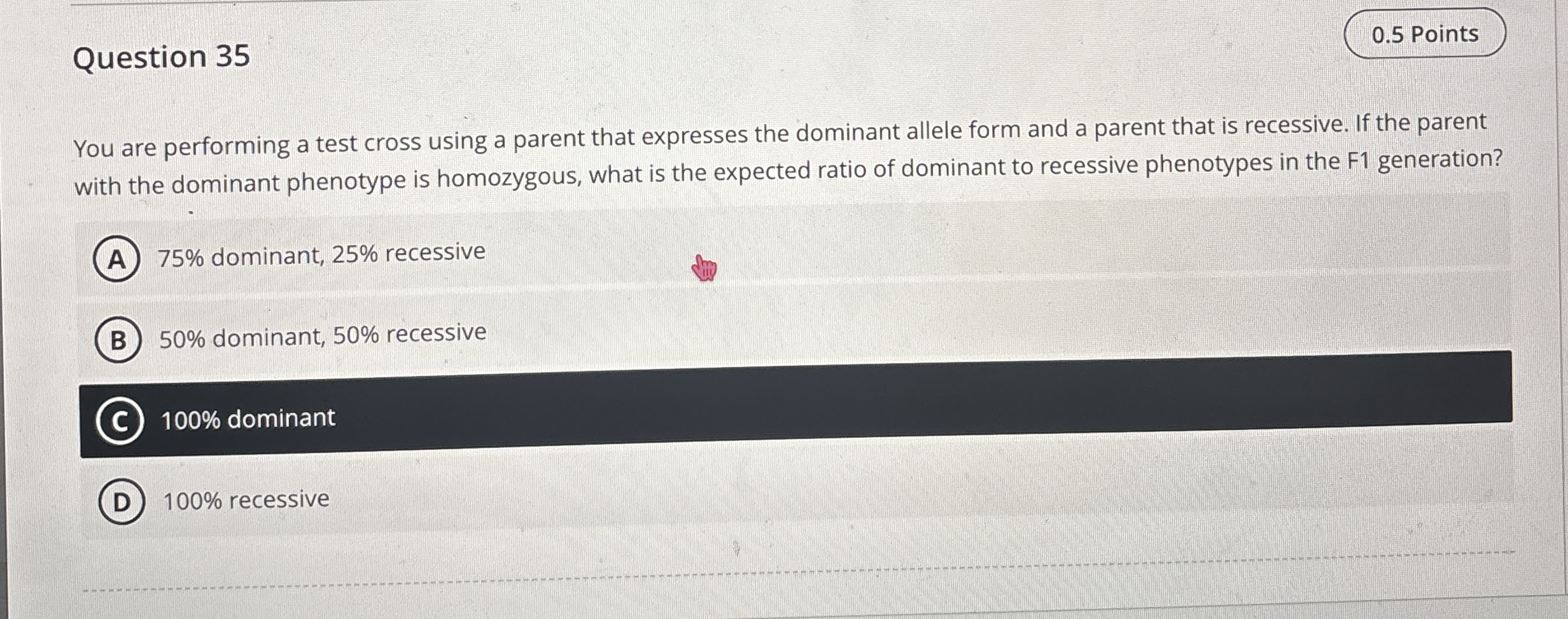 Question 3 5 0 . 5 Points You are performing a