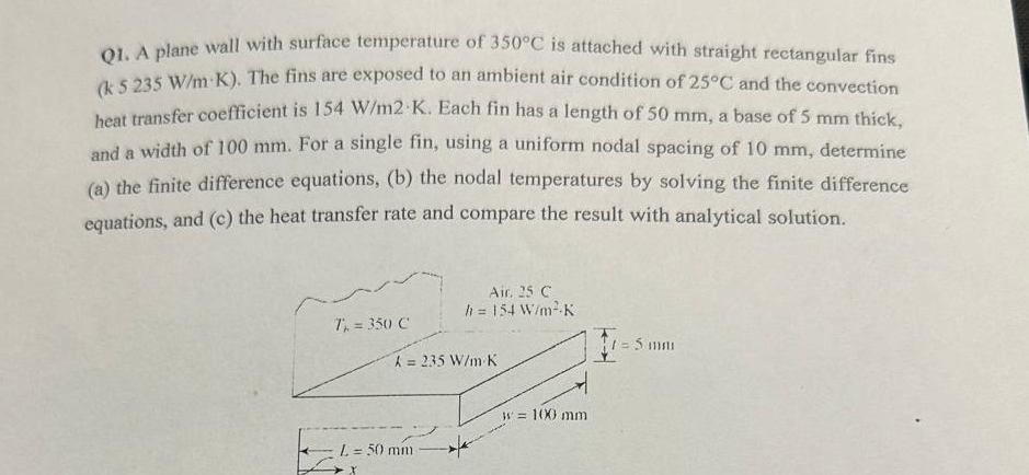 Q 1 . A plane wall with surface temperature of 3