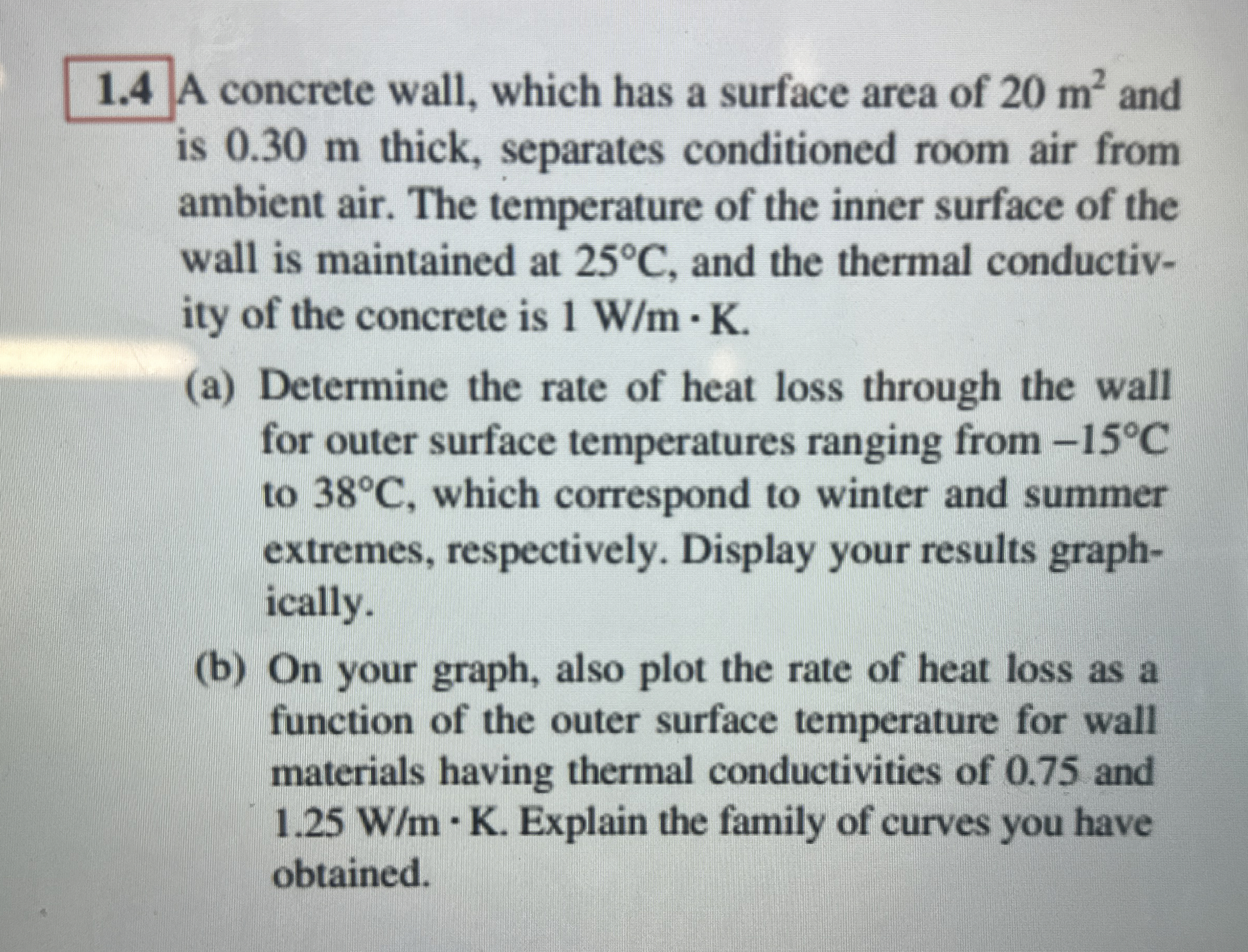 1 . 4 A concrete wall, which has a surface area