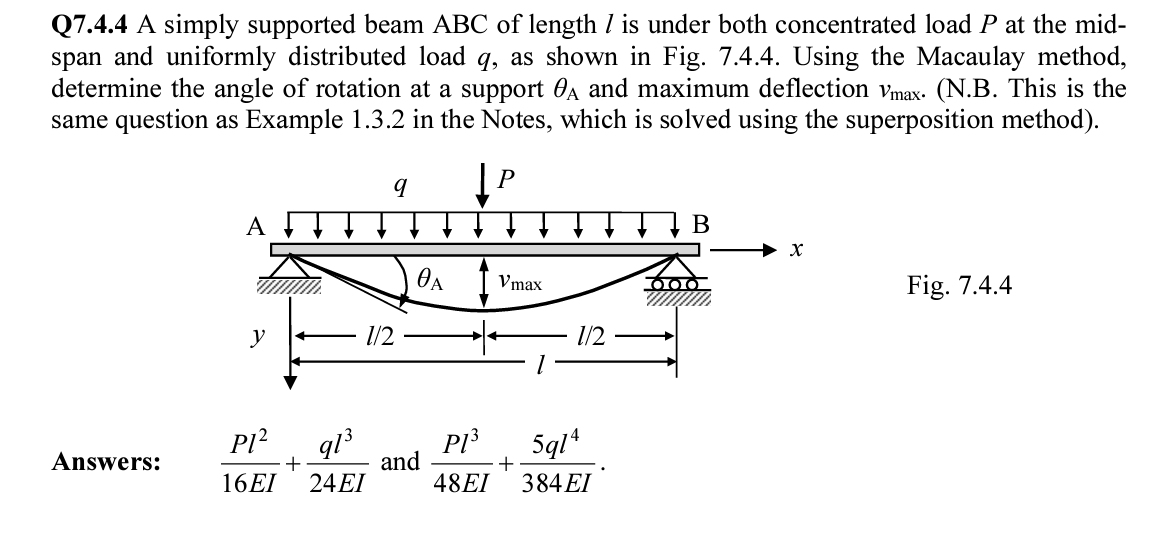 Q 7 . 4 . 4 A simply supported beam ABC of length