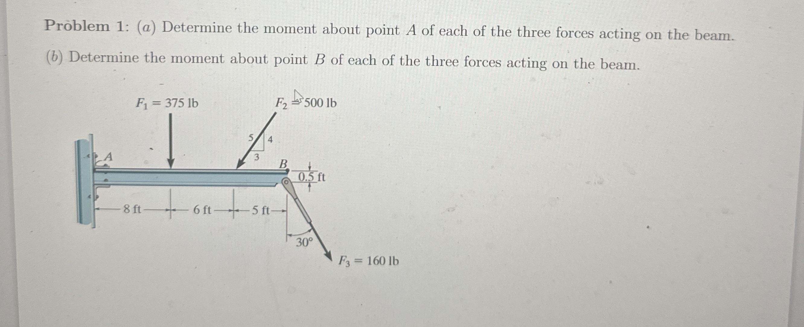Problem 1 : ( a ) Determine the moment about