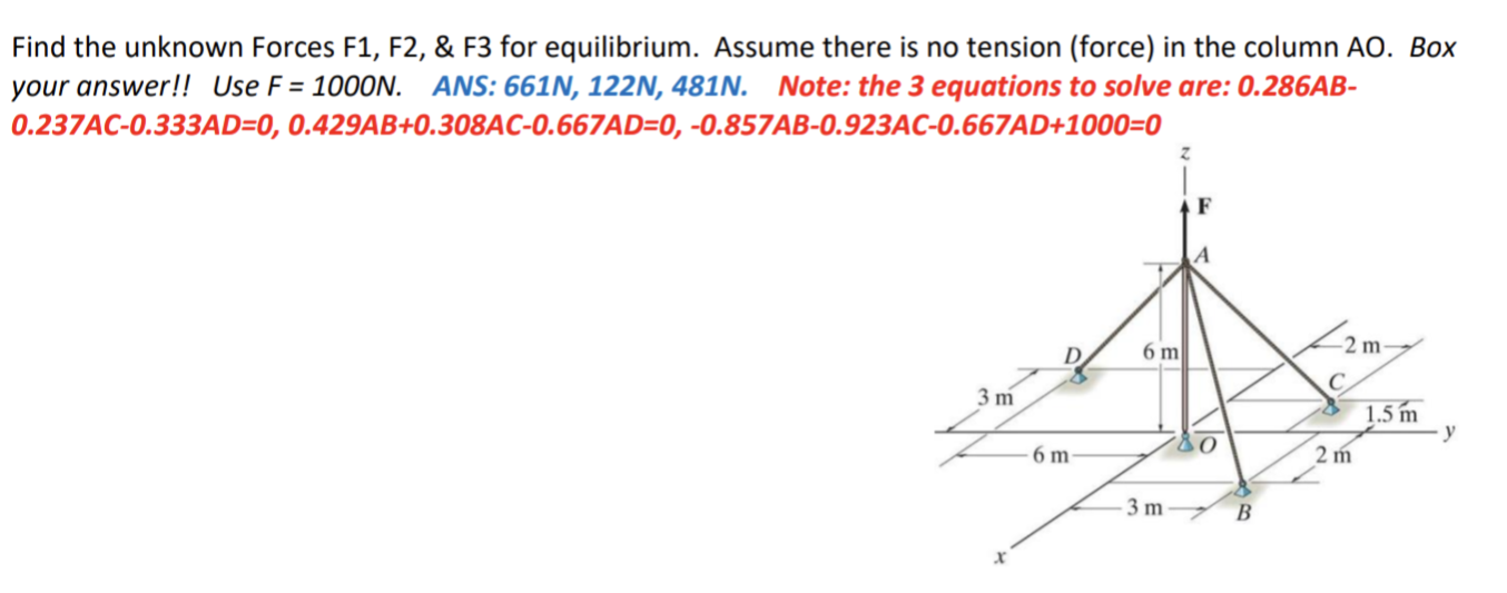 Find the unknown Forces F 1 , F 2 , & F 3 for