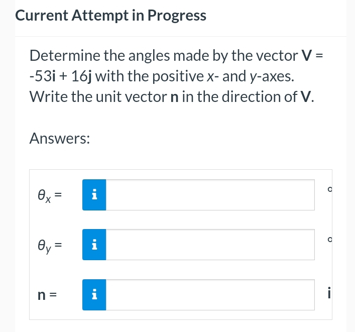 Current Attempt in Progress Determine the angles