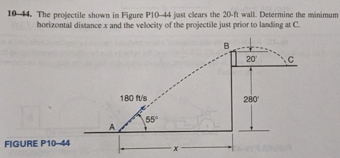 1 0 - 4 4 . The projectile shown in Figure P 1 0