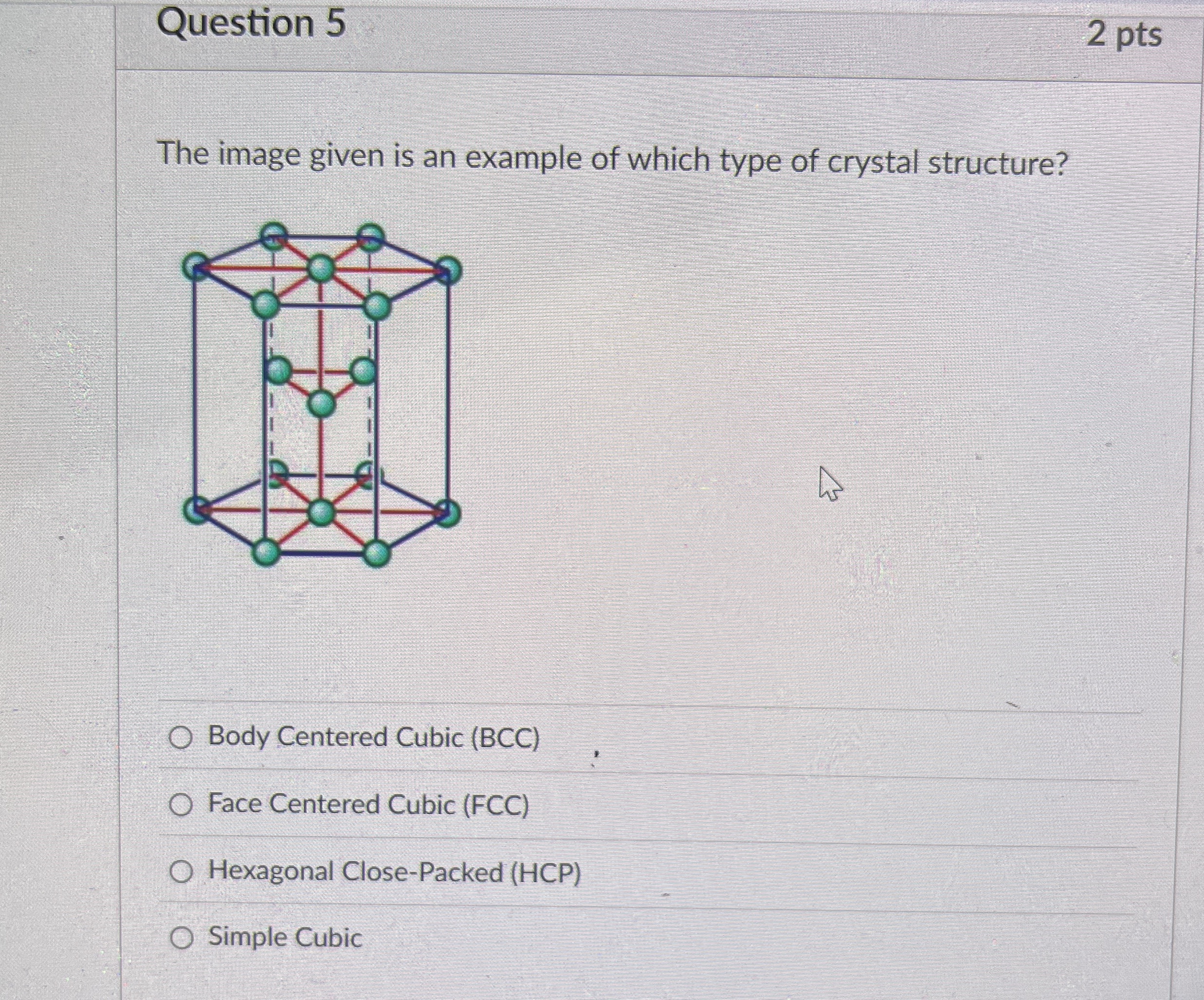 Question 5 The image given is an example of which