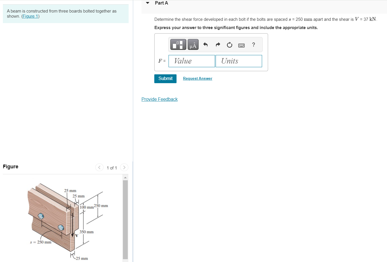 A beam is constructed from three boards bolted