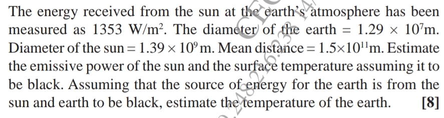 The energy received from the sun at the earth?