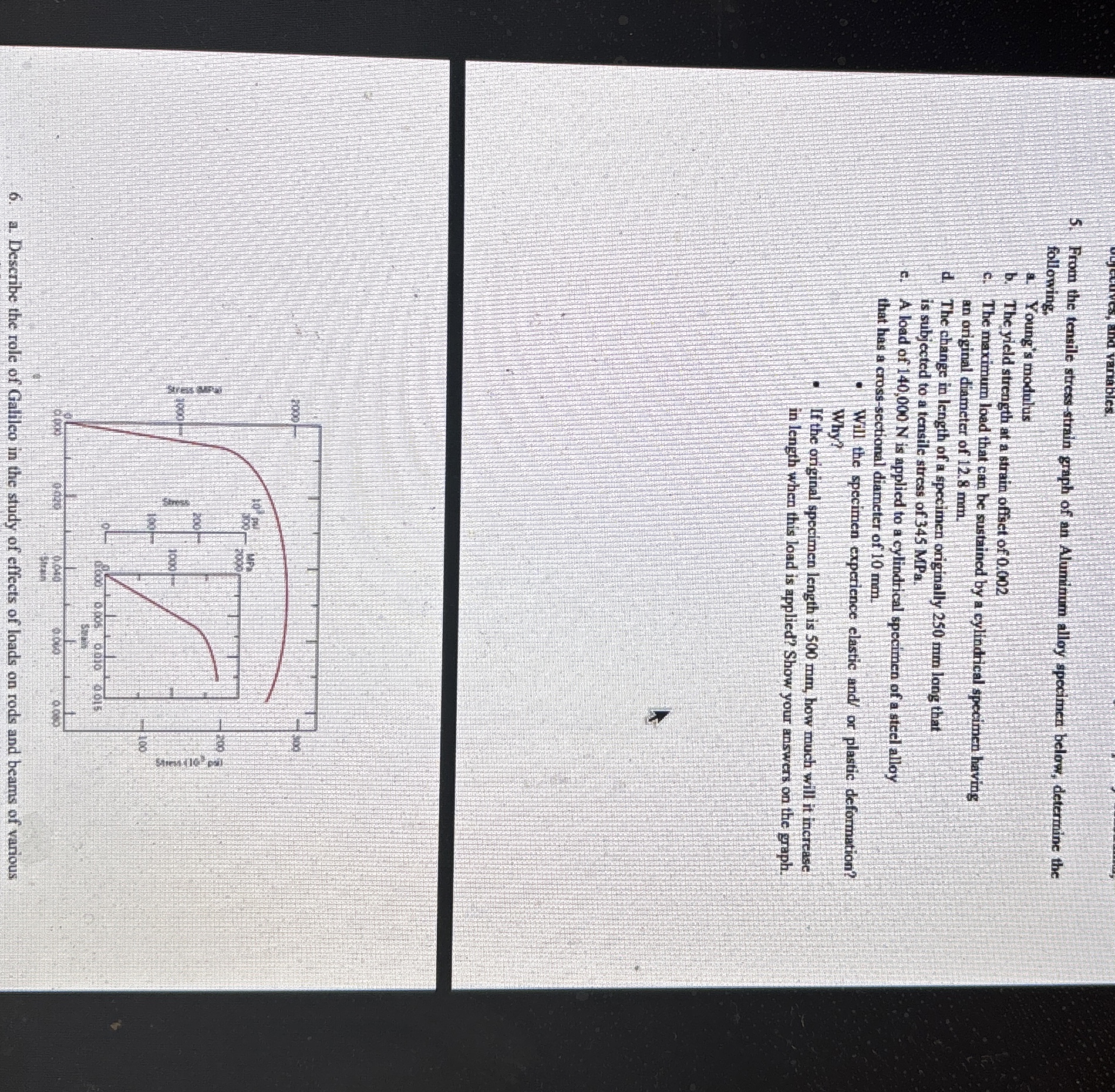 From the tensile stress - string graph of an