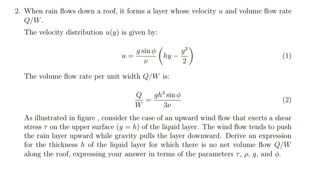 When rain flows down a roof, it forms a layer