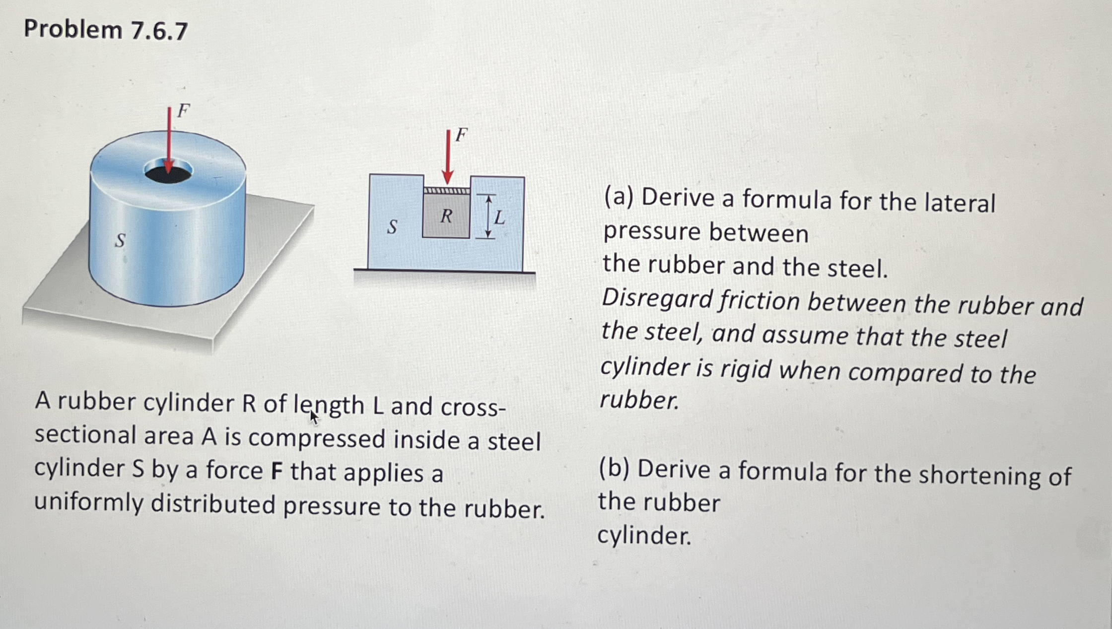 Problem 7 . 6 . 7 A rubber cylinder R of length L