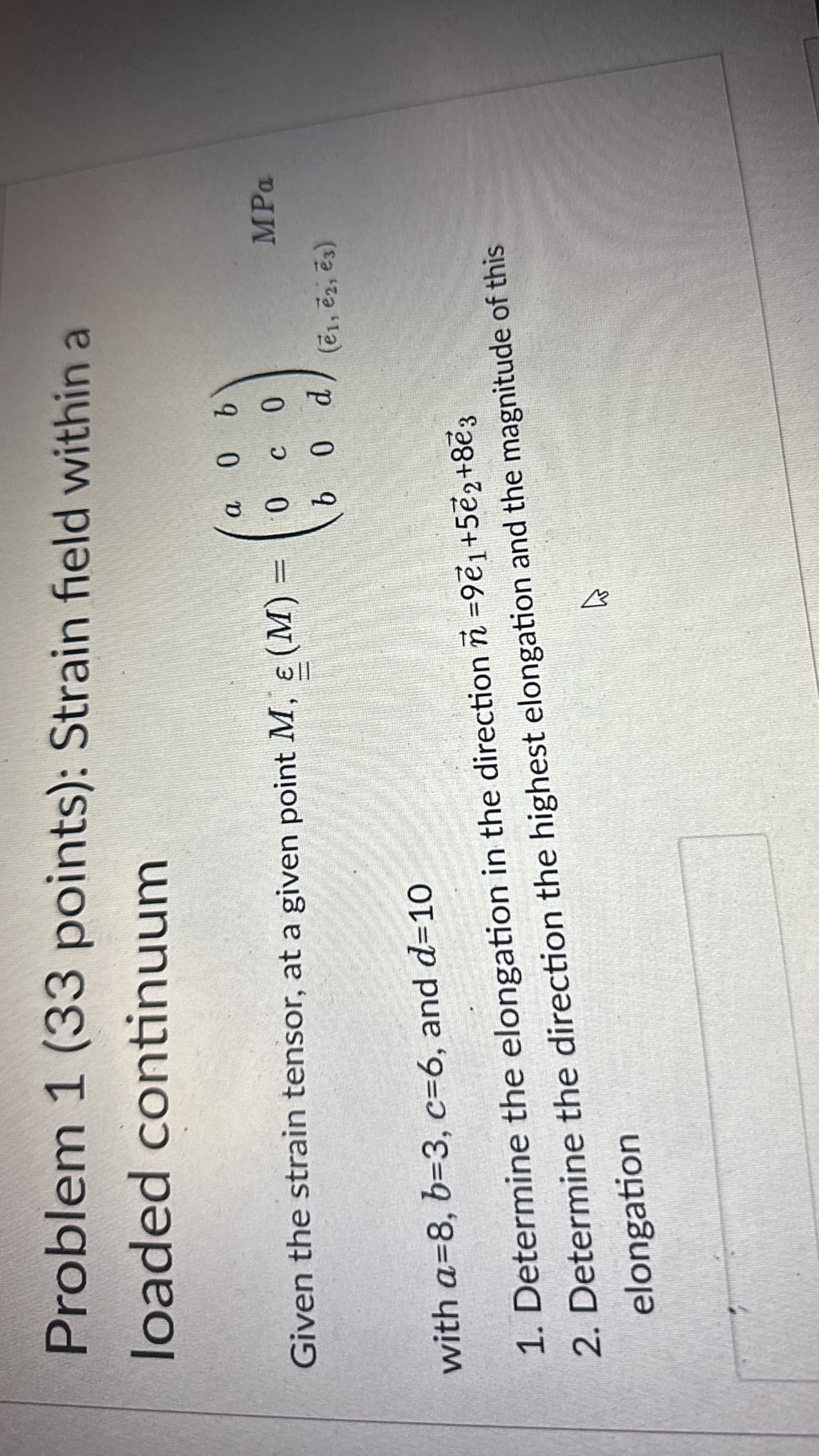 Problem 1 ( 3 3 points ) : Strain field within a