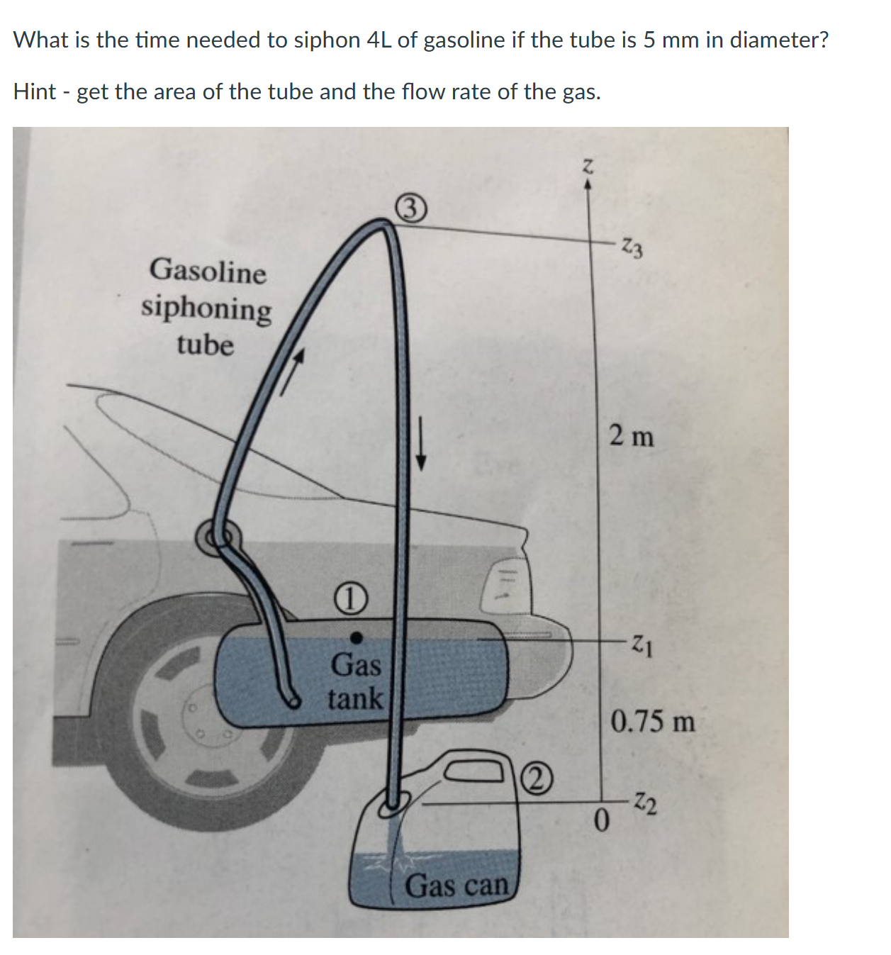 What is the time needed to siphon 4 L of gasoline