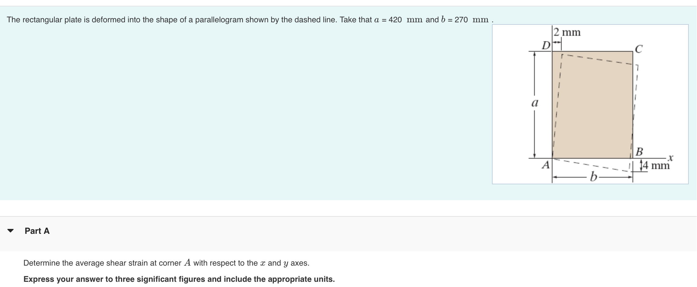 Part A Determine the average shear strain at