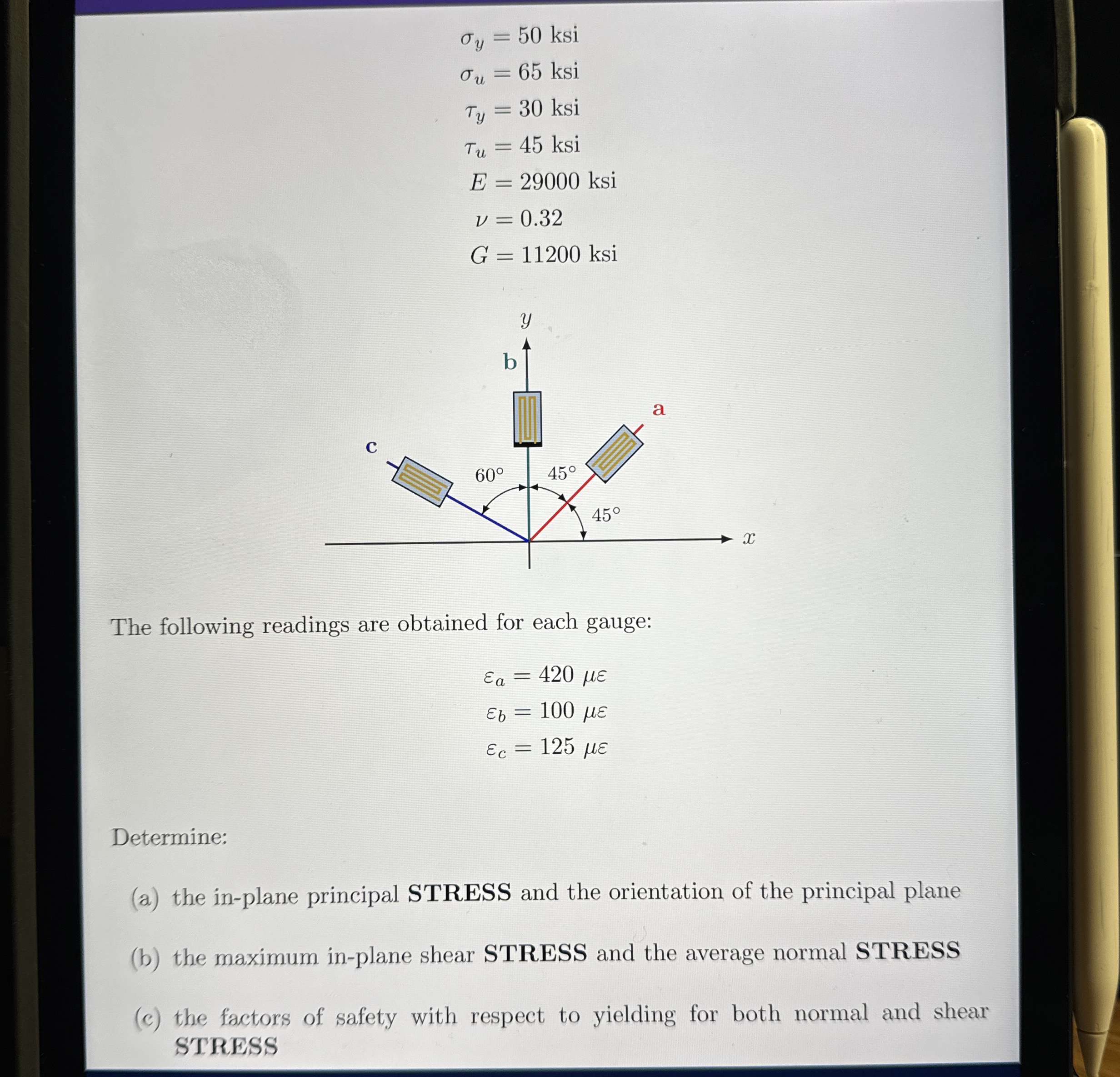 y = 5 0 ksi u = 6 5 ksi y = 3 0 ksi u = 4 5 ksi E