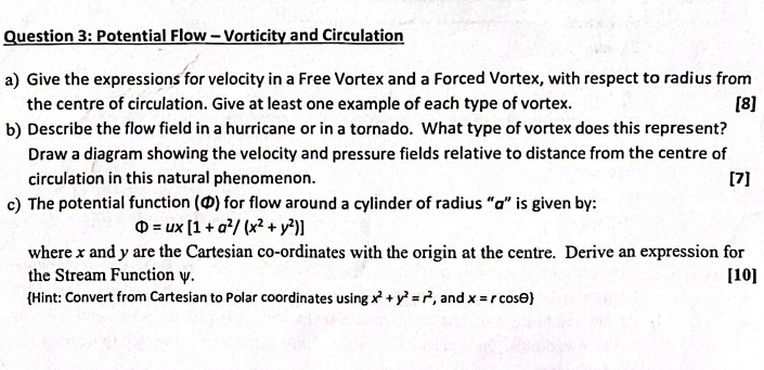 Question 3 : Potential Flow - Vorticity and