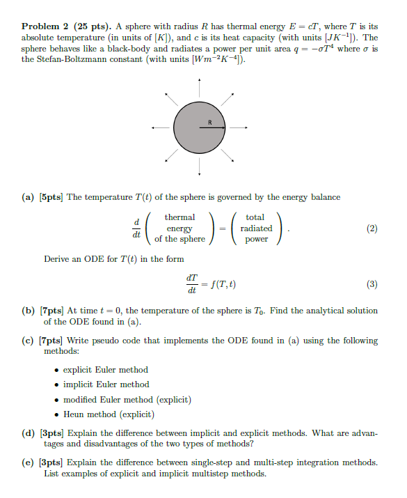 Problem 2 ( 2 5 pts ) . A sphere with radius R