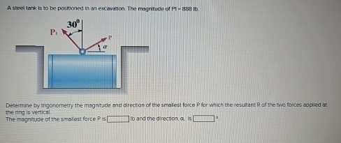 A steel tank ts to be positioned in an