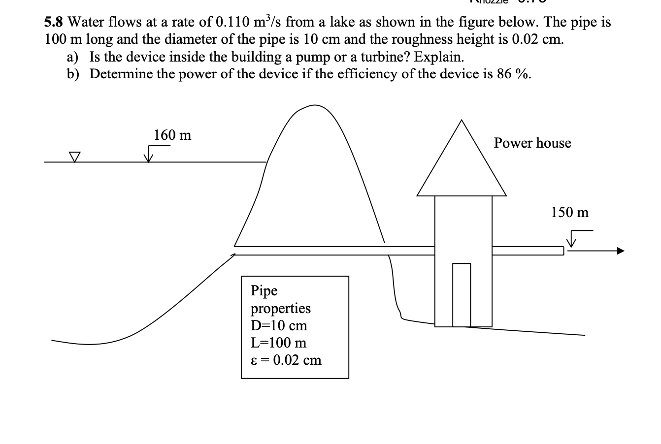 5 . 8 Water flows at a rate of 0 . 1 1 0 m ^ ( 3