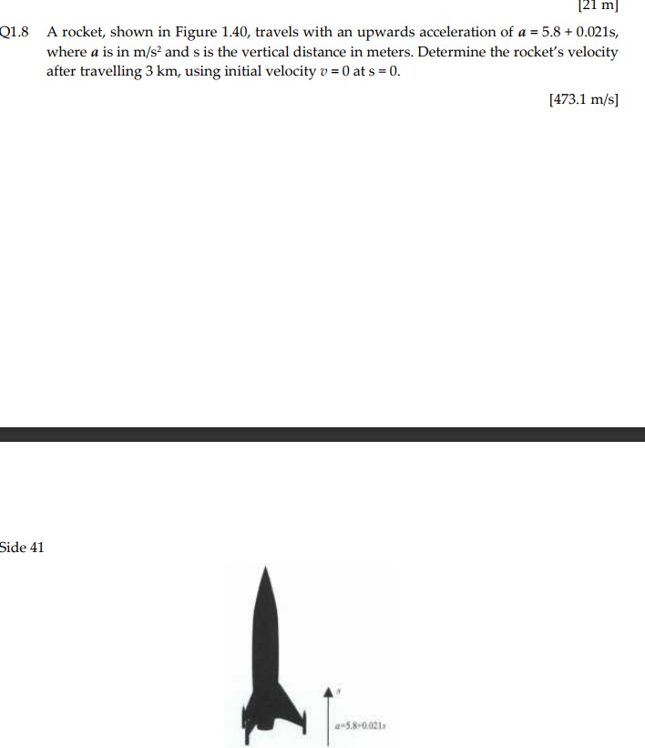 Q 1 . 8 A rocket, shown in Figure 1 . 4 0 ,