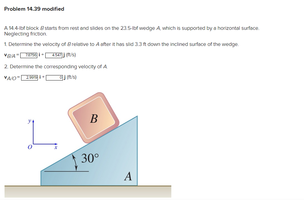 Problem 1 4 . 3 9 modified A 1 4 . 4 - lbf block