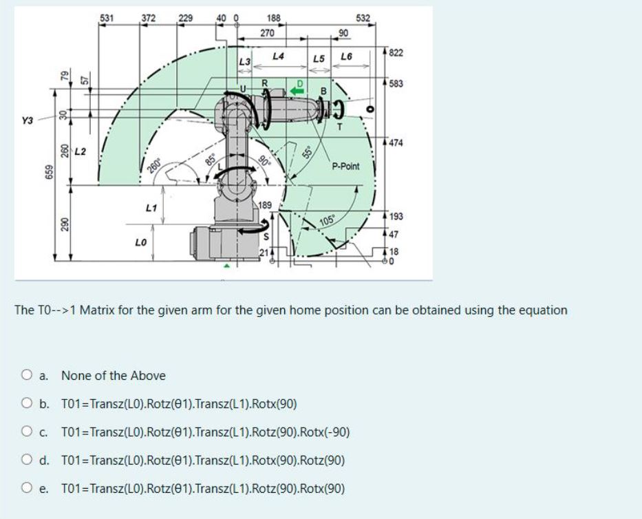 The TO - - > 1 Matrix for the given arm for the