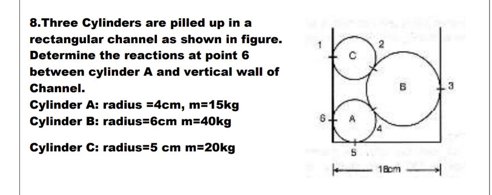 8 . Three Cylinders are pilled up in a