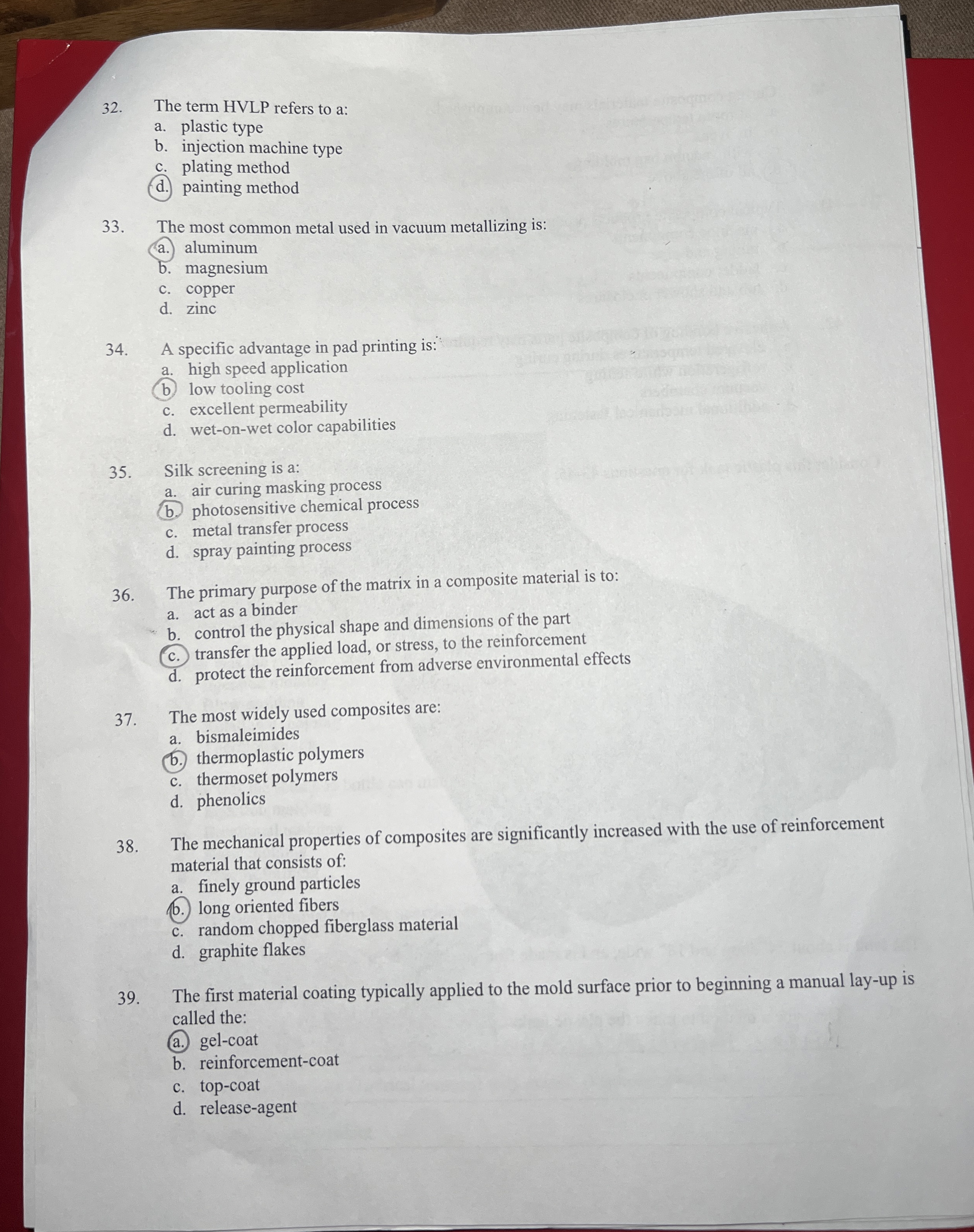 The term HVLP refers to a: a . plastic type b .