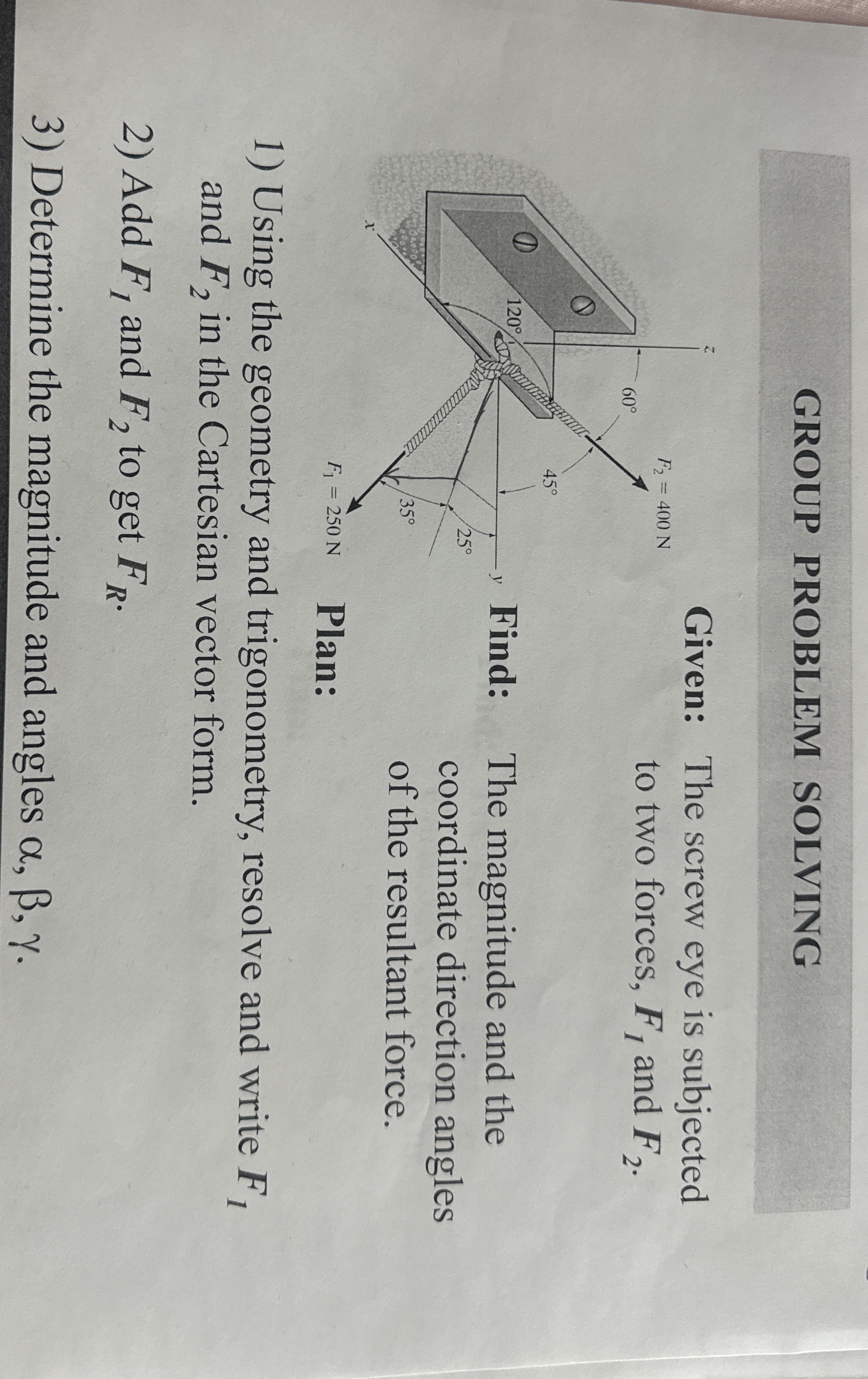 GROUP PROBLEM SOLVING Given: The screw eye is