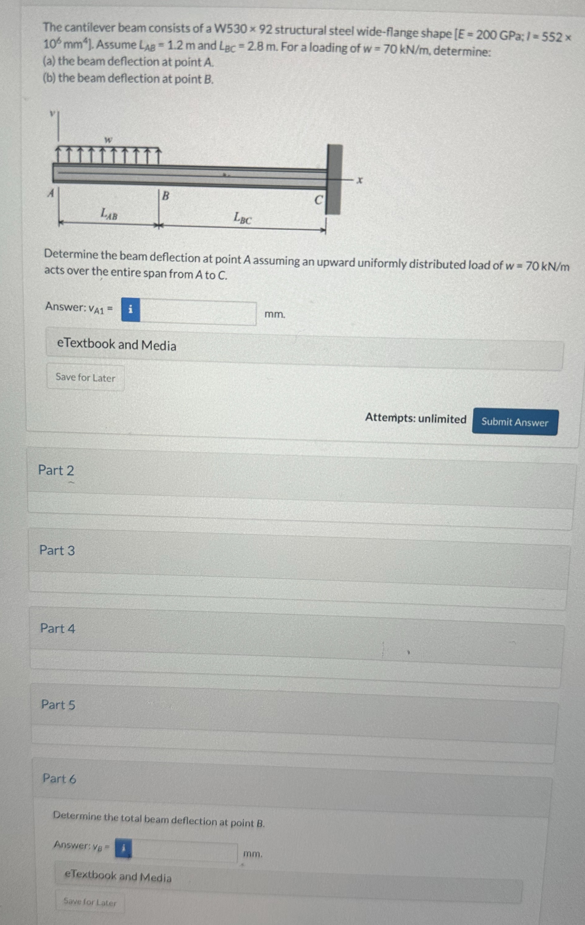 The cantilever beam consists of a W 5 3 0 9 2