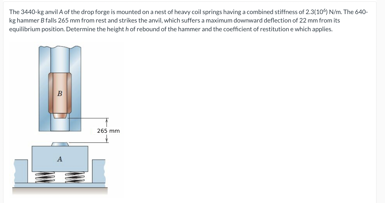 The 3 4 4 0 - kg anvil \ ( A \ ) of the drop