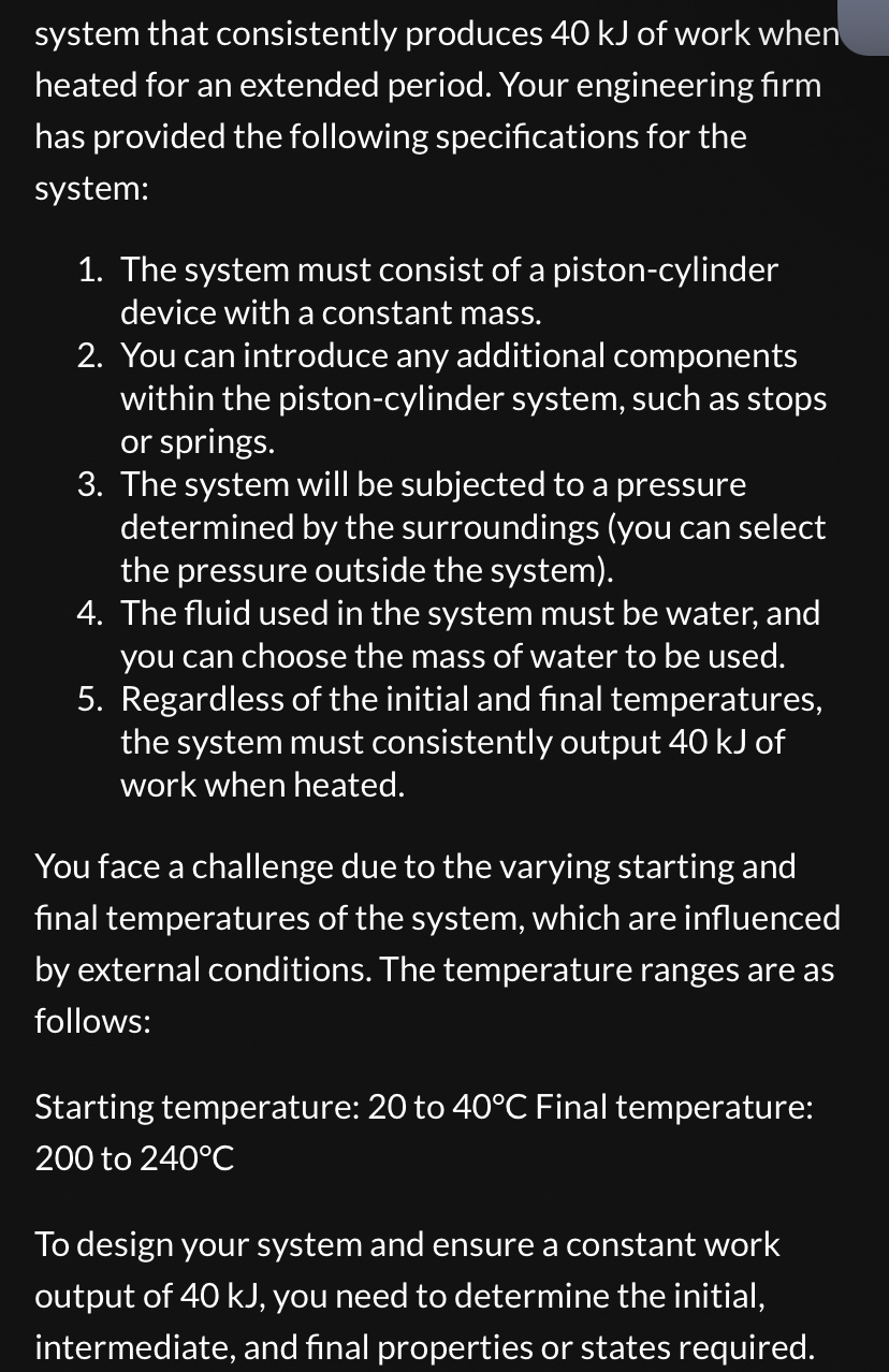 system that consistently produces 4 0 kJ of work
