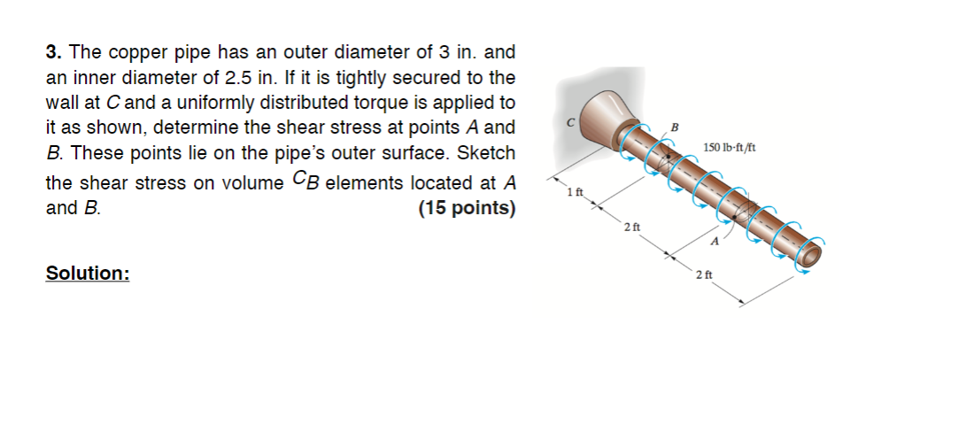 The copper pipe has an outer diameter of 3 in .
