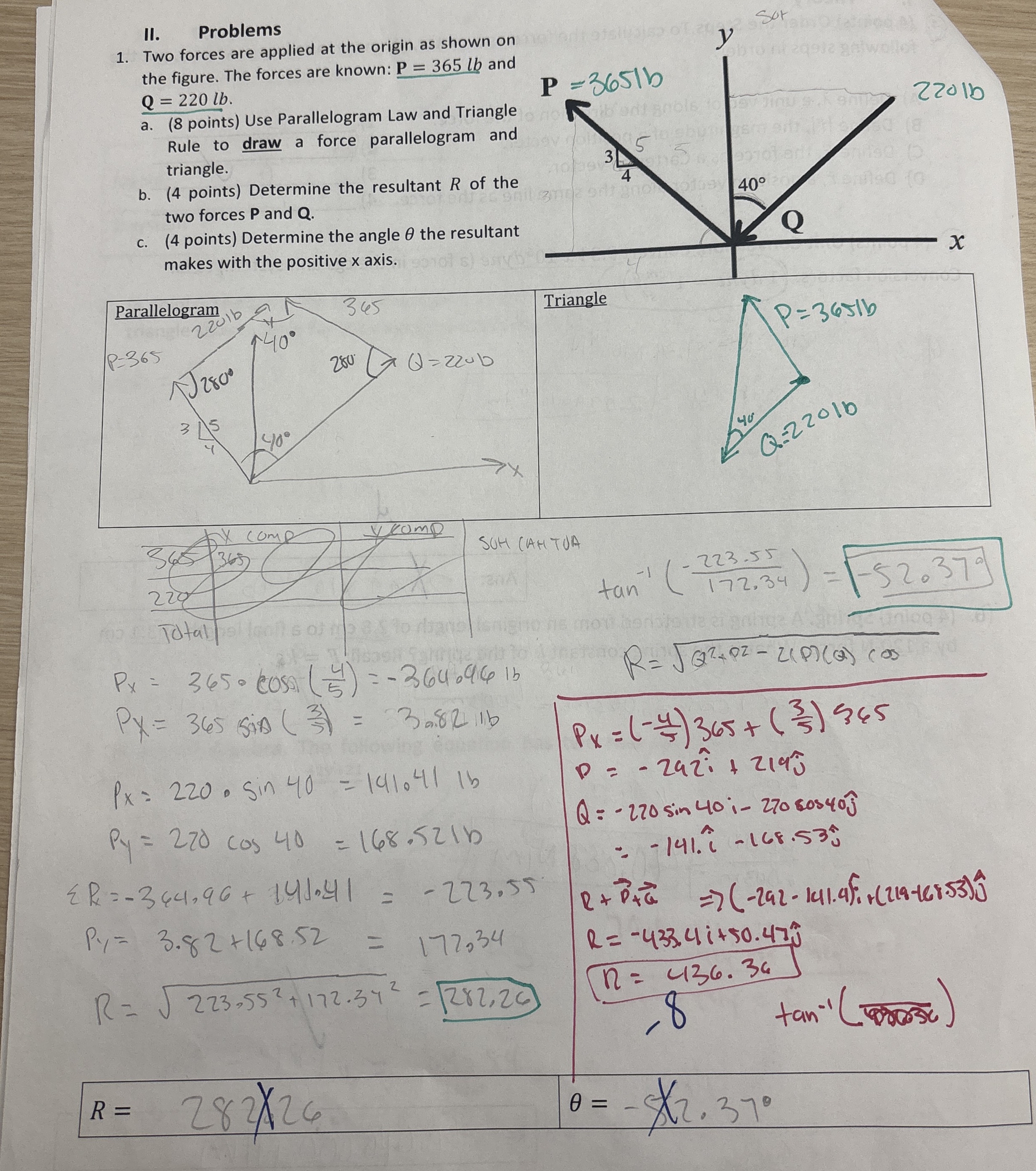 II . Problems Two forces are applied at the