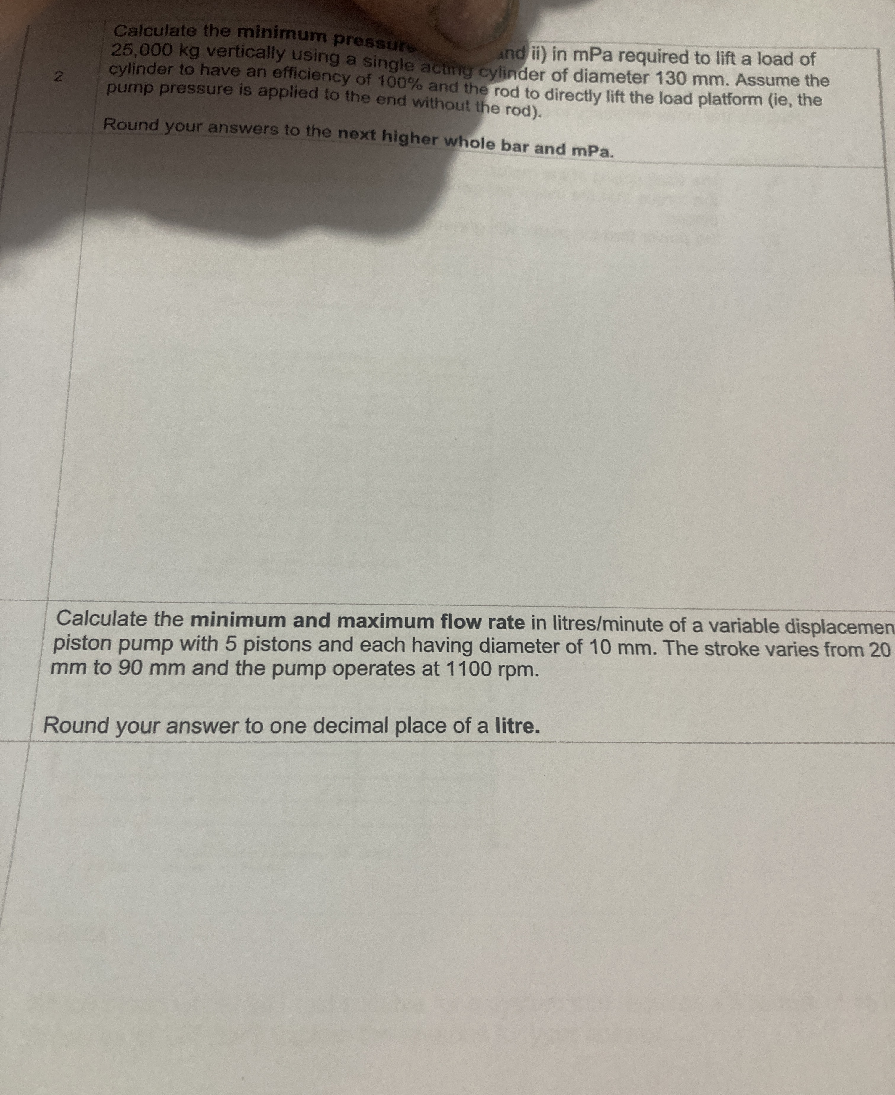 Calculate the minimum pressurb 2 2 5 , 0 0 0 k g