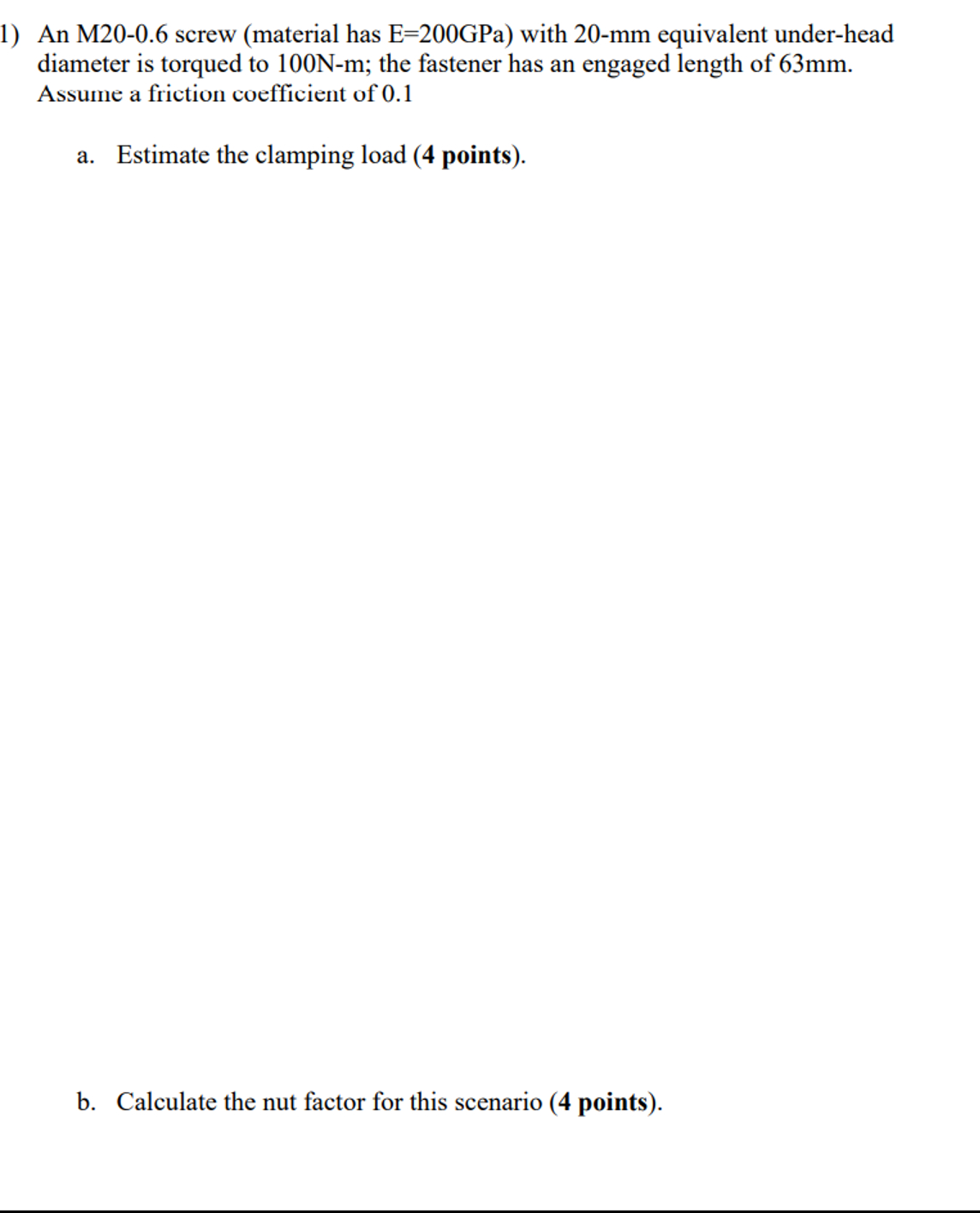1 ) An M 2 0 - 0 . 6 screw ( material has \ ( \
