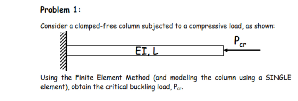 Problem 1 : Consider a clamped - free column