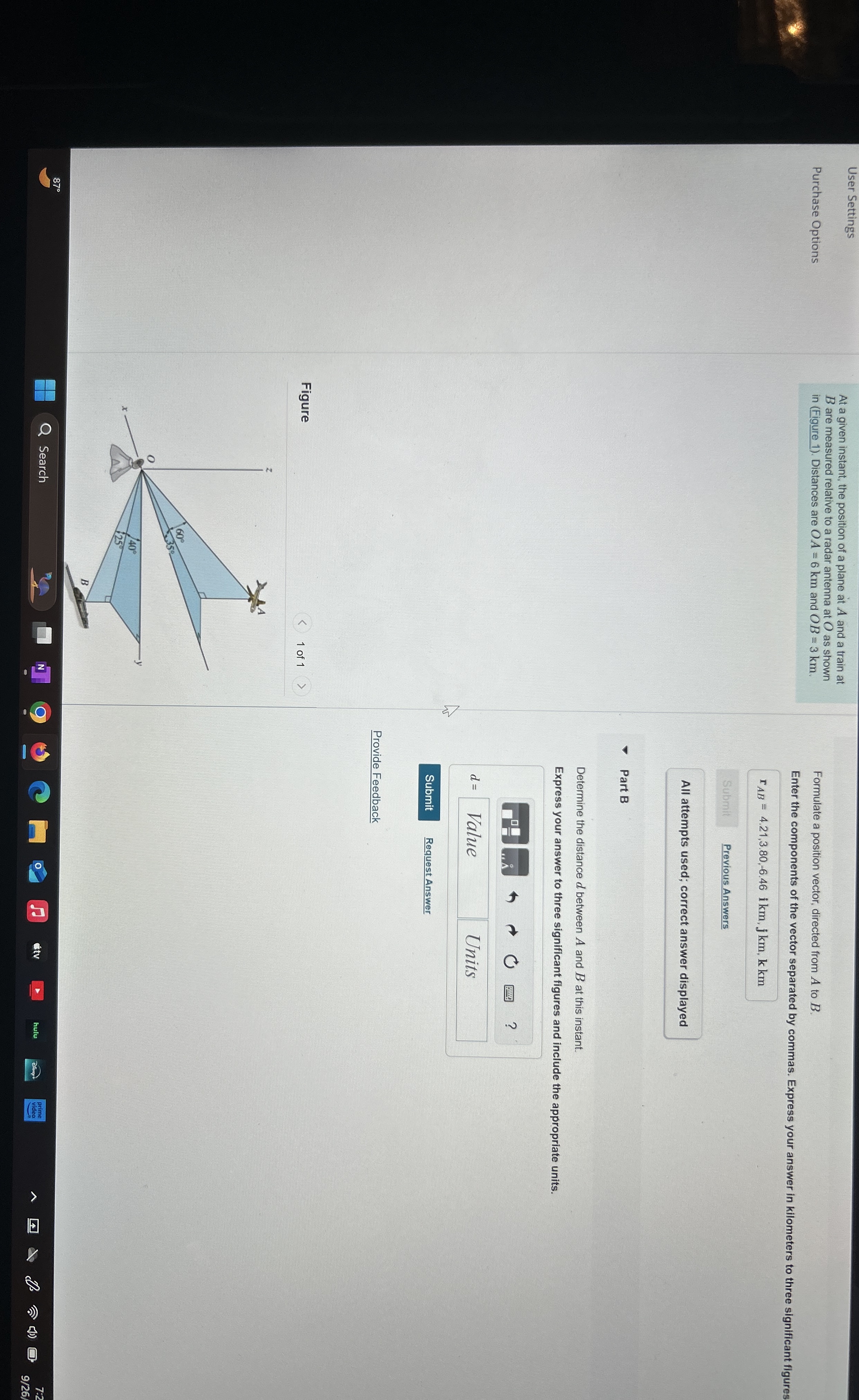 User Settings At a given instant, the position of