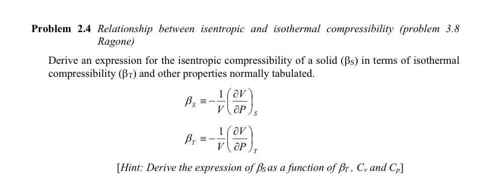 Problem 2 . 4 Relationship between isentropic and