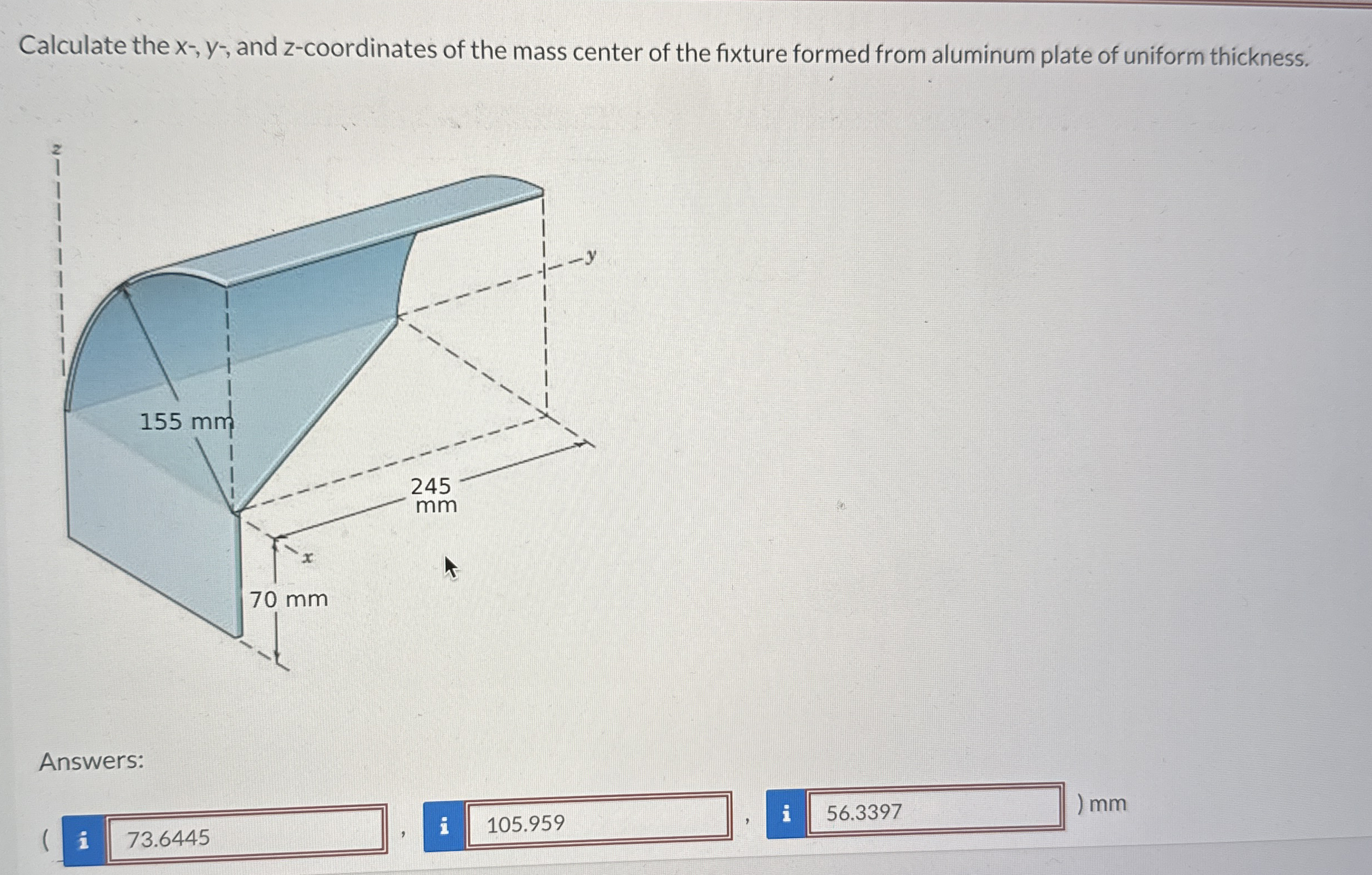 Calculate the x - y - , and z - coordinates of