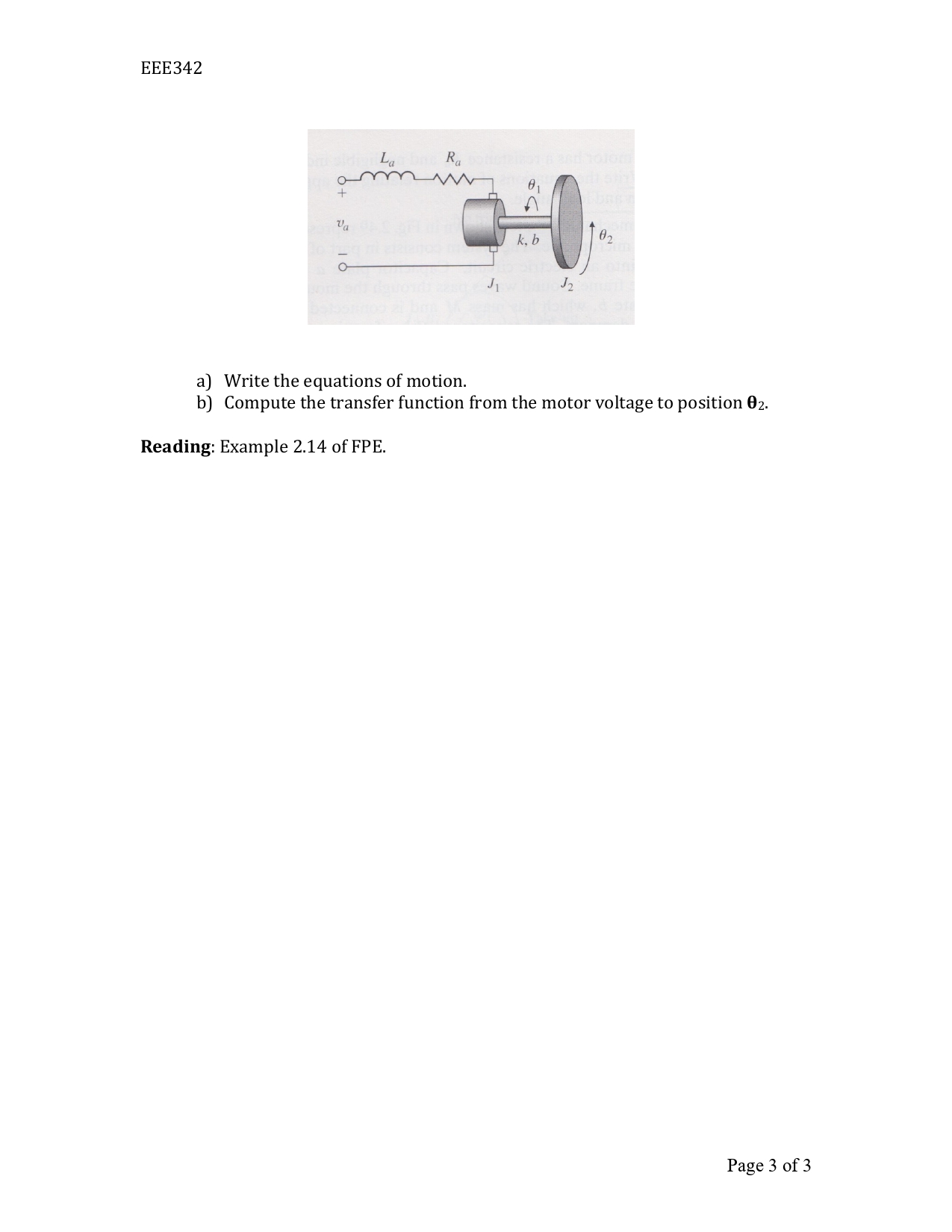EEE 3 4 2 a ) Write the equations of motion. b )
