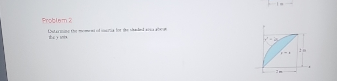 Problem 2 Determine the moment of incrta for the
