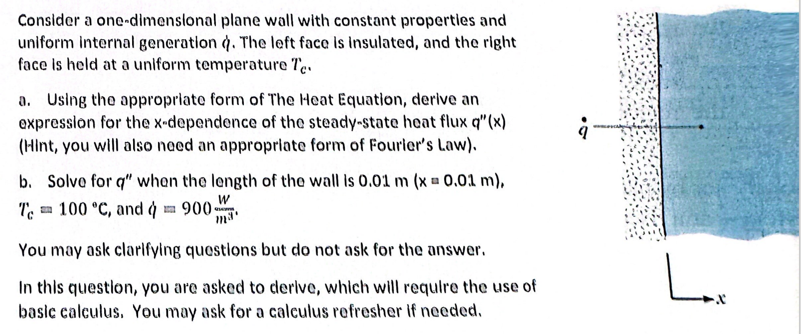 Consider a one - dimensional plane wall with