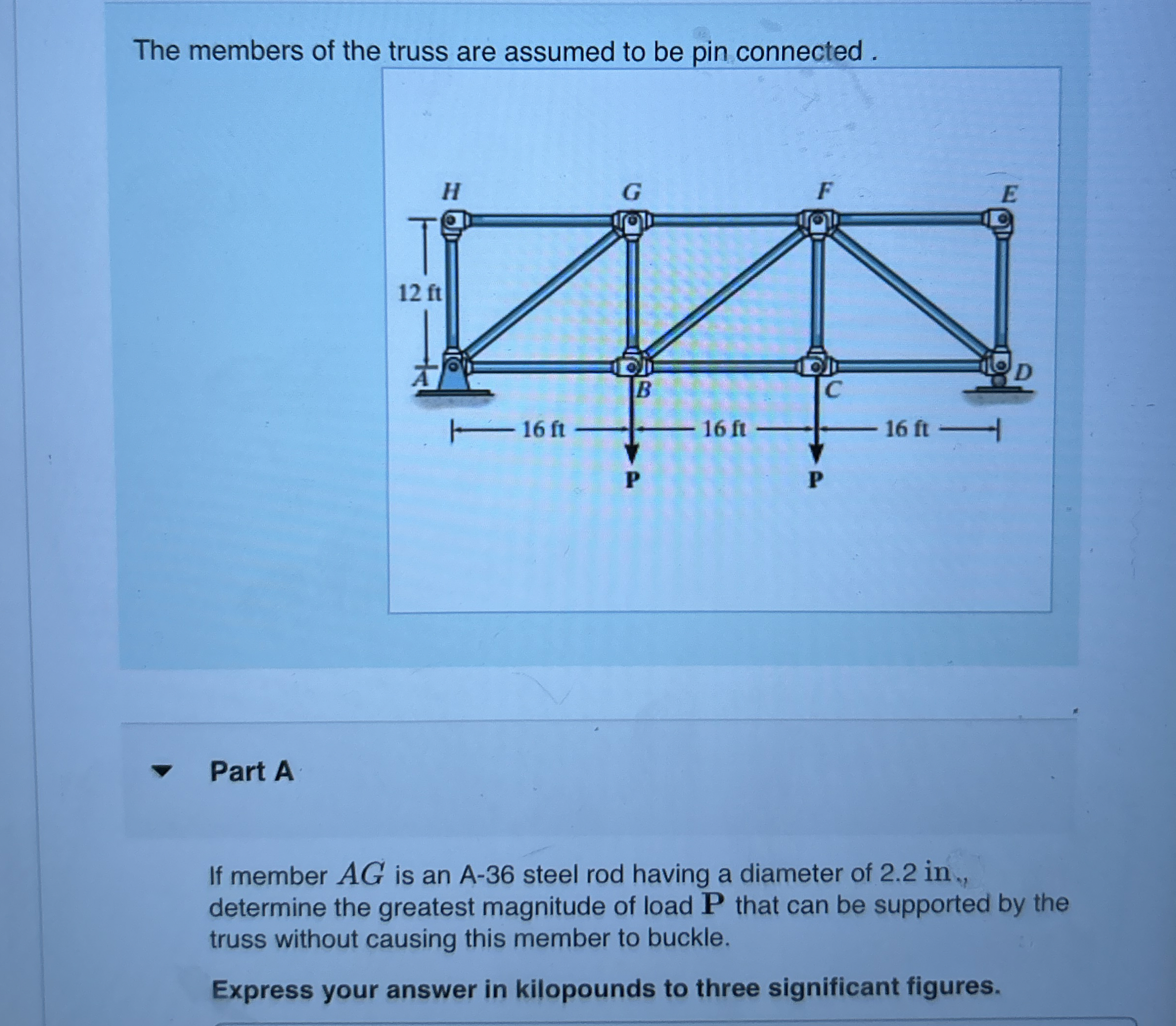 The members of the truss are assumed to be pin